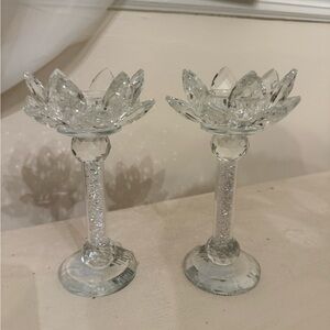Sparkling Crystal Lotus Candle Holders